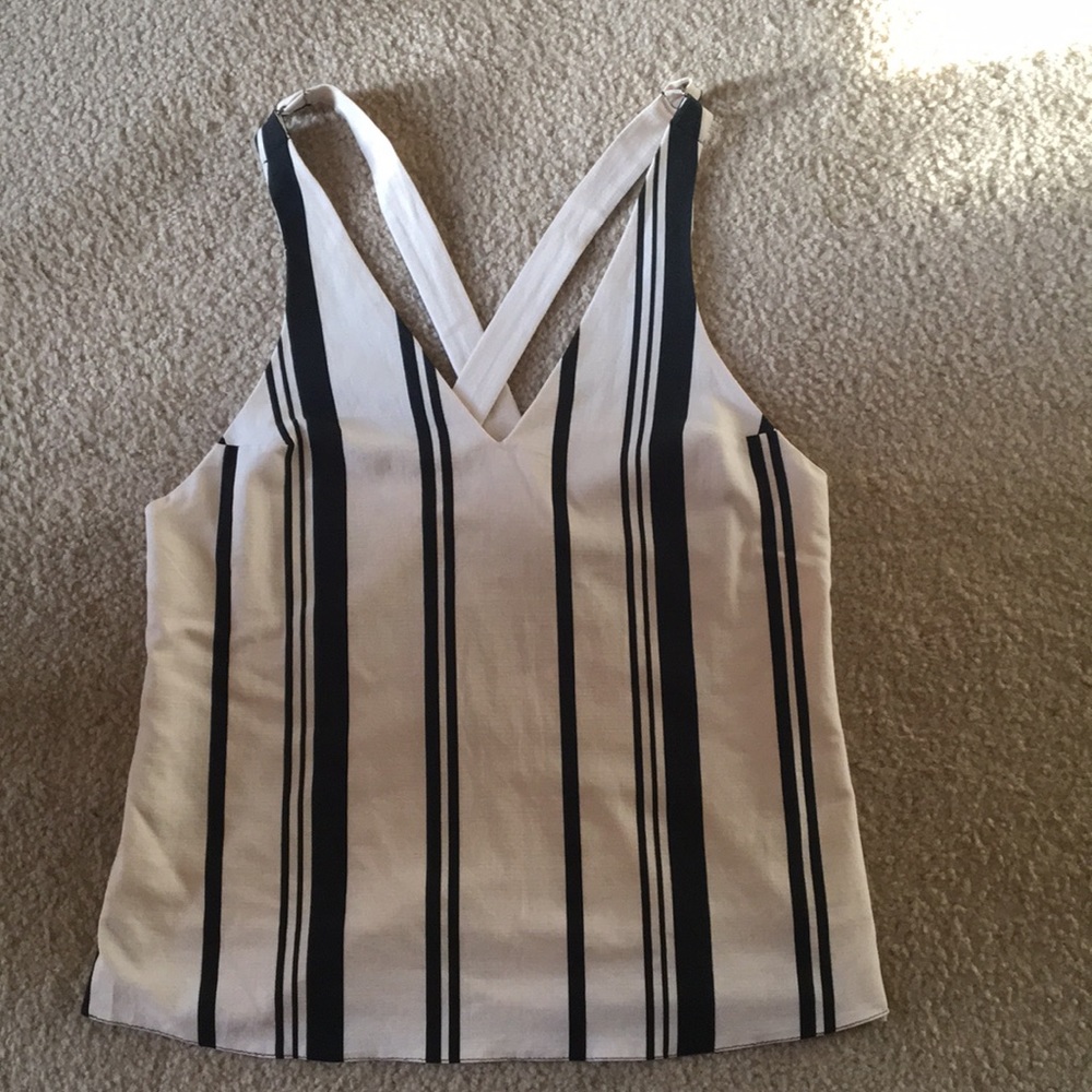 Striped X cross top